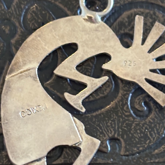 Artisan Mexican Silver Kokopelli Necklace with Red Accent - Picture 4 of 4